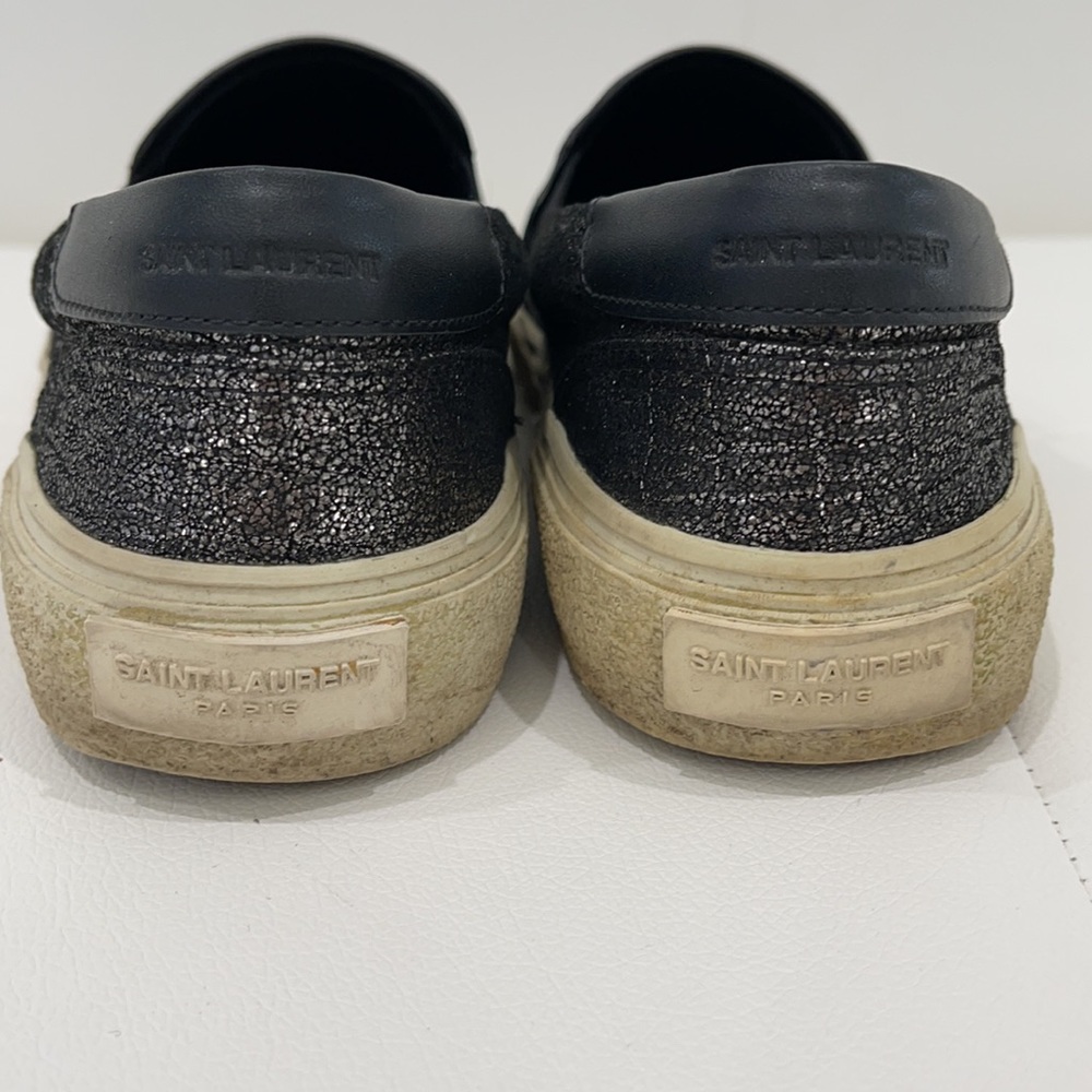 SAINT LAURENT Silver Croc Effect Sneakers Sz 40 - Picture 3 of 6